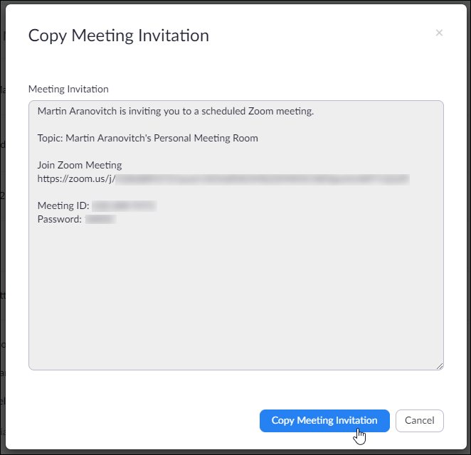 Zoom meeting invitation